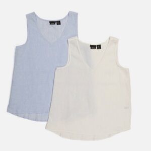 Tahari Sleeveless Tops 2 Pack - Light Blue and White
